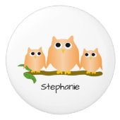 Orange Owl Design Personalisiert Keramikknauf (Vorderseite)