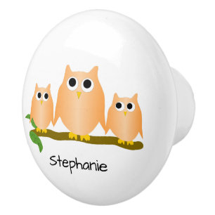 Orange Owl Design Personalisiert Keramikknauf