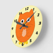 Orange Owl Design Runde Wanduhr (Winkel)