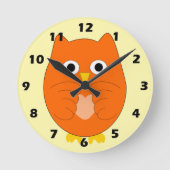 Orange Owl Design Runde Wanduhr (Vorderseite)