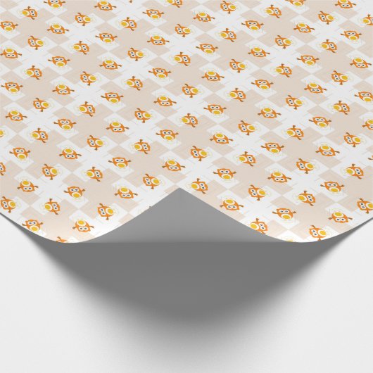 Orange Owl Illustrationsmuster Geschenkpapier (Ecke)