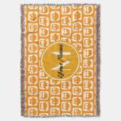 Orange Owls Custom Monogram Decke (Vorderseite Vertikal)