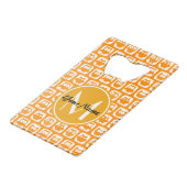 Orange Owls Custom Monogram Kreditkartenflaschenöffner (Vorderseite Schrägansicht)