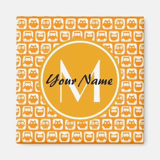 Orange Owls Custom Monogram Magnet (Vorne)
