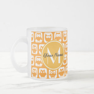 Orange Owls Custom Monogram Mattglastasse