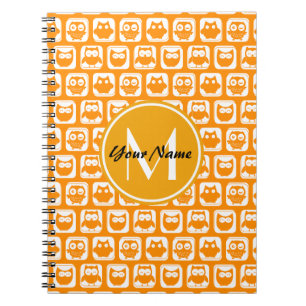 Orange Owls Custom Monogram Notizblock