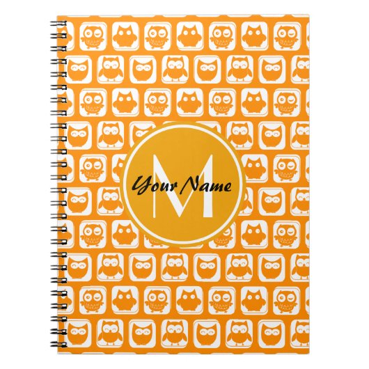Orange Owls Custom Monogram Notizblock (Vorderseite)