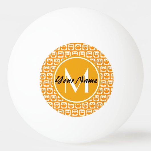 Orange Owls Custom Monogram Tischtennisball (Vorderseite)