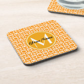 Orange Owls Custom Monogram Untersetzer (Linke Seite)