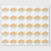 Orange Owls Design Birthday Gift Geschenkpapier (Flach)