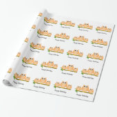 Orange Owls Design Birthday Gift Geschenkpapier (Ungerollt)