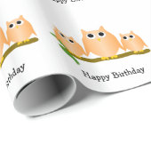 Orange Owls Design Birthday Gift Geschenkpapier (Rolleneckpunkt)