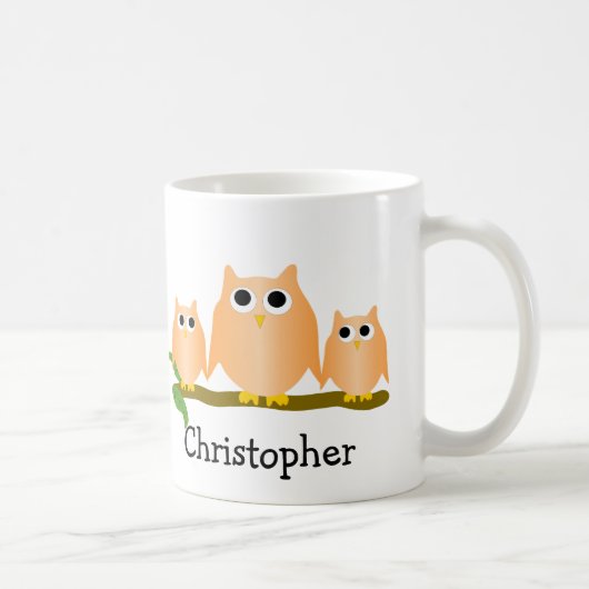 Orange Owls Design Personalised Kaffeetasse (Rechts)