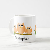 Orange Owls Design Personalisiert Kaffeetasse (Vorderseite Links)