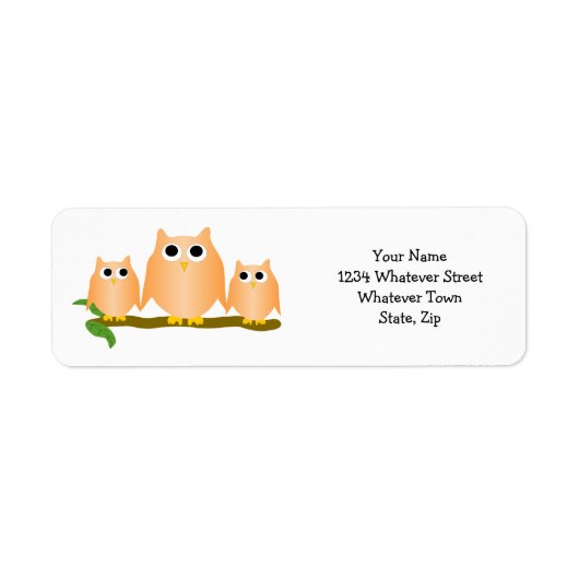 Orange Owls Design Rücksendeadresse (Vorne)