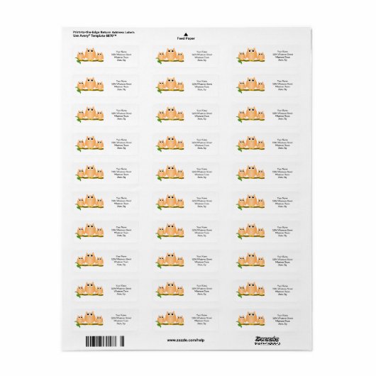 Orange Owls Design Rücksendeadresse (Vorne)