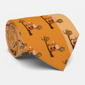 Orange Owls Krawatte (Gerollt)
