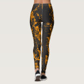 Orange Paint Brush Spritzer Leggings (Rückseite)