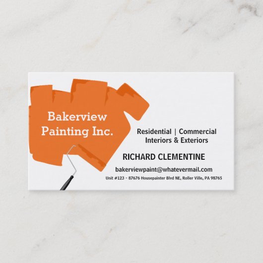 Orange Paint Roller Painting Company Visitenkarte (Vorderseite)