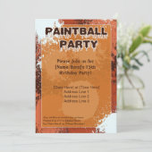 Orange Paintball Party Einladung (Stehend Vorderseite)