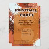 Orange Paintball Party Einladung (Vorne/Hinten)