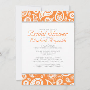 Orange Paisley Bridal Shower Einladungen