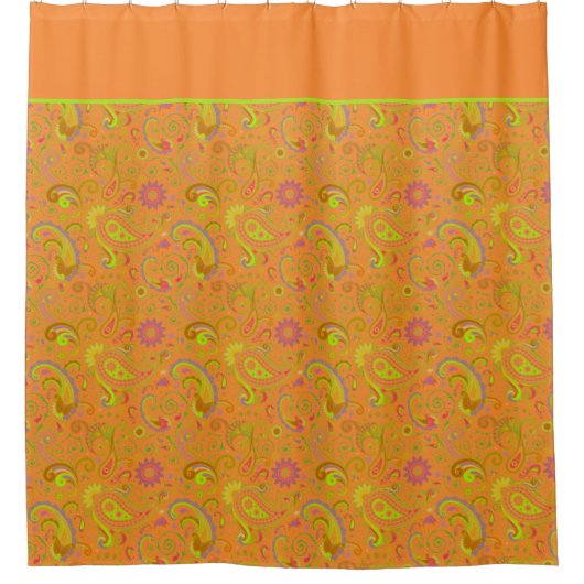 Orange Paisley Duschvorhang (Vorderseite)