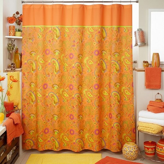 Orange Paisley Duschvorhang