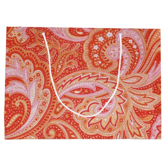 Orange Paisley Große Geschenktüte (Rückseite)