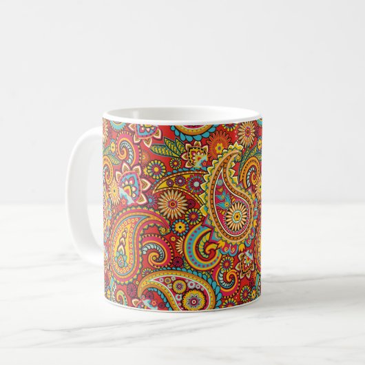 Orange Paisley Kaffeetasse (Vorderseite Links)