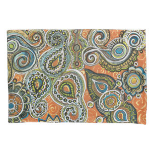 orange Paisley Kissenbezug