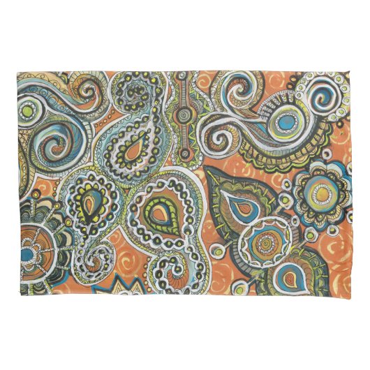 orange Paisley Kissenbezug (Vorderseite)