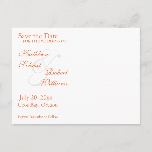 Orange Paisley Save the Date Postkarten (Rückseite)