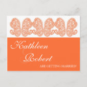 Orange Paisley Save the Date Postkarten (Vorderseite)