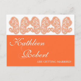 Orange Paisley Save the Date Postkarten