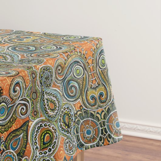 orange Paisley-Tischdecke Tischdecke