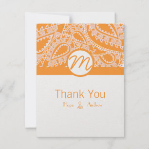 Orange Paisley Wedding Dankeschön Cards Dankeskarte