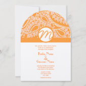 Orange Paisley Wedding Einladung (Vorderseite)