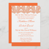 Orange Paisley Wedding Einladung (Vorne/Hinten)