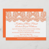 Orange Paisley Wedding Einladung (Vorne/Hinten)