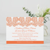 Orange Paisley Wedding Einladung (Stehend Vorderseite)