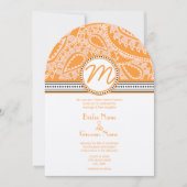 Orange Paisley Wedding Einladung mit Dots (Vorderseite)