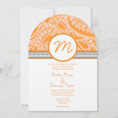 Orange Paisley Wedding Einladung mit Dots (Vorderseite)