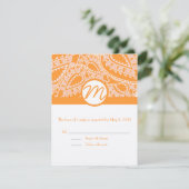 Orange Paisley Wedding Response Cards RSVP Karte (Stehend Vorderseite)