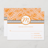 Orange Paisley Wedding RSVP mit Punkten (Vorne/Hinten)