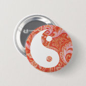 Orange Paisley Yin und Yang Button (Vorne & Hinten)