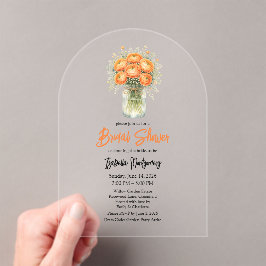 Orange Palette Ranunculus Mason Jar Bridal Shower Acryleinladungen