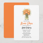 Orange Palette Ranunculus Mason Jar Bridal Shower Einladung (Vorne/Hinten)