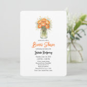 Orange Palette Ranunculus Mason Jar Bridal Shower Einladung (Stehend Vorderseite)
