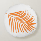 Orange Palm Tree Leaf Coastal Beach Tropische Kuns Rundes Kissen (Rückseite)
